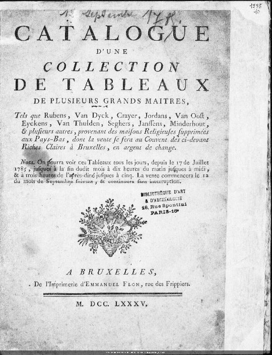 Indexation des catalogues de ventes à Paris au XVIIIe siècle