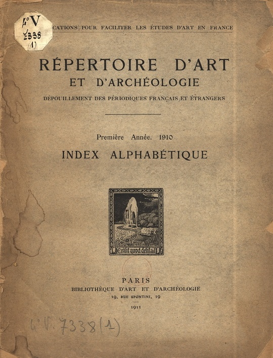 Répertoire d’art et d’archéologie (1910-1972), RAA