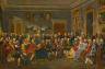 Anicet Charles Gabriel Lemonnier (1743-1824), Lecture de “L’Orphelin de la Chine” de Voltaire dans le salon de Madame Geoffrin, huile sur toile, 129,5 × 196 cm, 1812, Château de Malmaison.