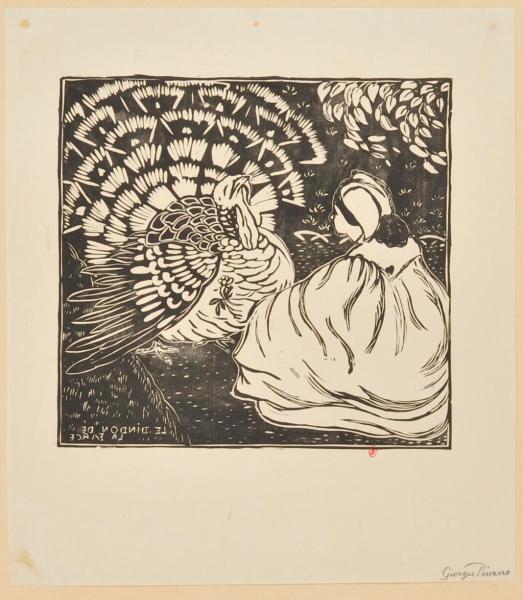 Georges Pissaro, « Le Dindon de la farce », dans L’Estampe originale, deuxième année, septième livraison, juillet – septembre 1894. Paris, bibliothèque de l'INHA, collections Jacques Doucet, VI P 19. Cliché INHA.