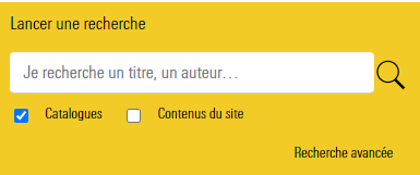 Le bloc de recherche simple, systématiquement présent en haut à droite où que vous soyez dans le portail