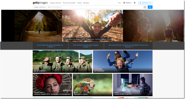 Page d'accueil de Getty Images @Getty Images International 