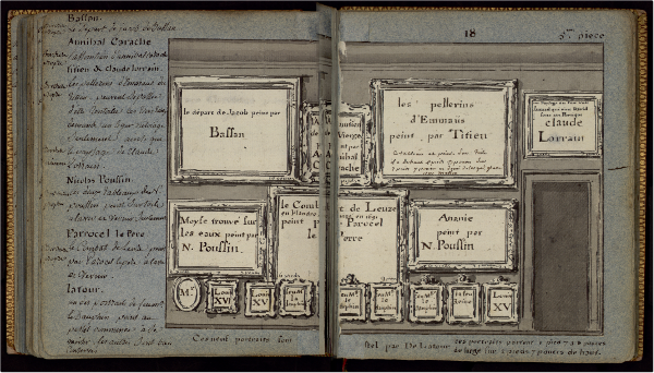 Louis Durameau, Inventaire des tableaux du Cabinet du Roi placés à la Sur-Intendance des Batimens de sa Majesté à Versailles, fait en l’année 1784, par ordre de Monsieur le comte de la Billardie d’Angiviller…, sous la garde du sieur Louis Jacques Du Rameau peintre ordinaire du roi et professeur en son Académie royale de peinture et sculpture. Tome premier, bibliothèque de l'INHA, collections BCMN, MS 30.  Cliché INHA.