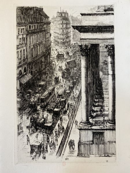 Charles Heyman, Vue de la rue du Quatre-Septembre, eau-forte, Coups d'oeil sur Paris, bibliothèque de l'INHA, 4 Res 638. Cliché INHA